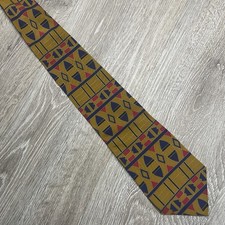 Vintage Oscar De La Renta Men’s Silk Tie Geometric Pattern Made In USA Gold, Red