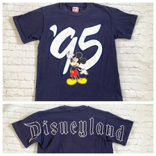 Vtg Mickey Mouse  95 Walt Disneyland Navy Shirt Small Disney Spell Out Blue 90  s