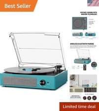 3-Speed Retro Vinyl Record Player with Dual Speakers  Bluetooth Connectivity