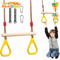 Trapez Schaukel 2In1 FüR Kinder Indoor Outdoor Mit Turnringen Bis 120 Kg