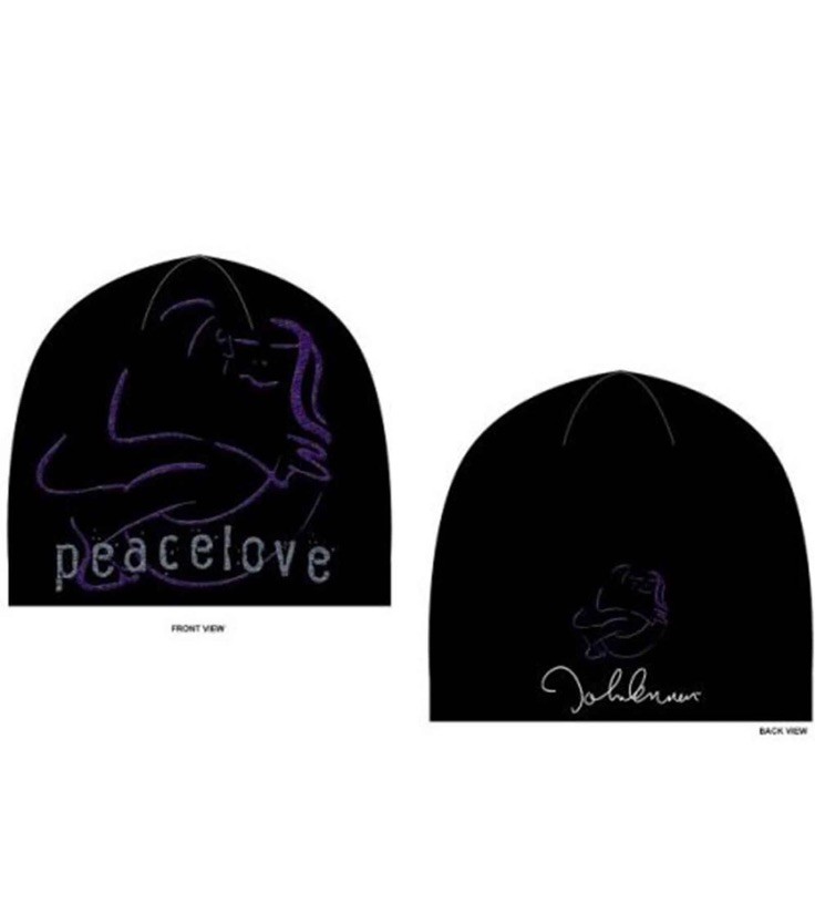 John Lennon Beanie Hat Peace and Love Logo new Official Black
