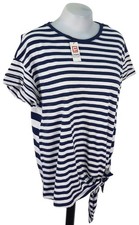 CHAPS By RALPH LAUREN Womans Black & White S/S EVENING TUNIC TOP Waist Tie - L