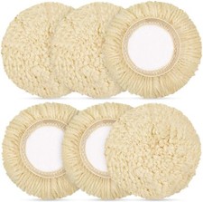 Polishing Pad Buffing Pads Kit 6pcs 3inch 100 Natural Wool Hook Loop For Auto