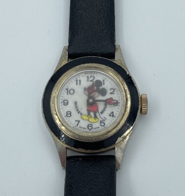 Vintage Disney Bradley Mickey Mouse Mechanical Wind Up Watch BF 34 Movement A19
