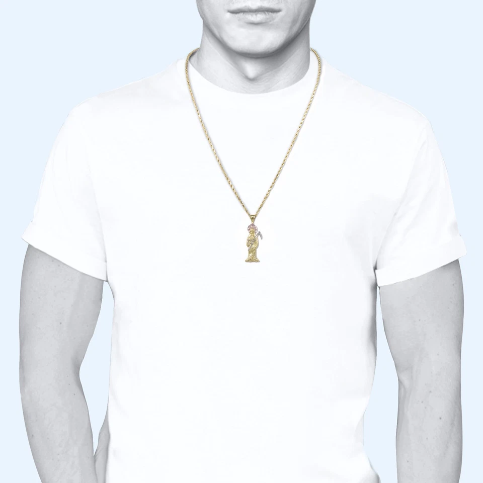 Colgante Parca Oro Amarillo Sólido 10K - Collar Santa Muerte Santa Muerte Foto 3 de 3