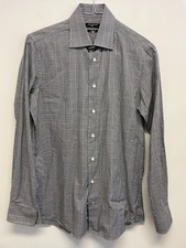 PROFUOMO MENS LS SHIRT EASY CARE,COTTON, BLACK/WHITE CHECK SIZE 15.5 BNWOT S613 