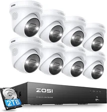ZOSI 8CH 8MP NVR 4K Security PoE Smart Alarm AI Camera System Outdoor 2-Way Talk