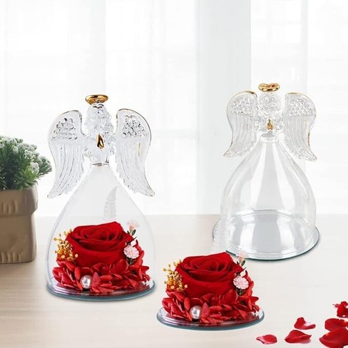 Ewige Rose mit Engel Figur Geschenke Handgefertigte für Mama Frauen Freundin - Bild 4 von 5