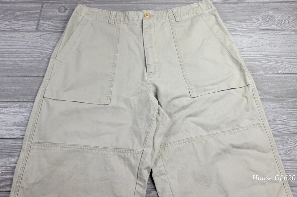 Vtg Nautica Pants Men 36X29 Beige Double Knee Trousers Y2K Baggy Skater Workwear - Image 3 of 4
