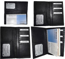 Lot of 4 Women/Men's Leather Checkbook Wallet Black Unbranded wallet card case