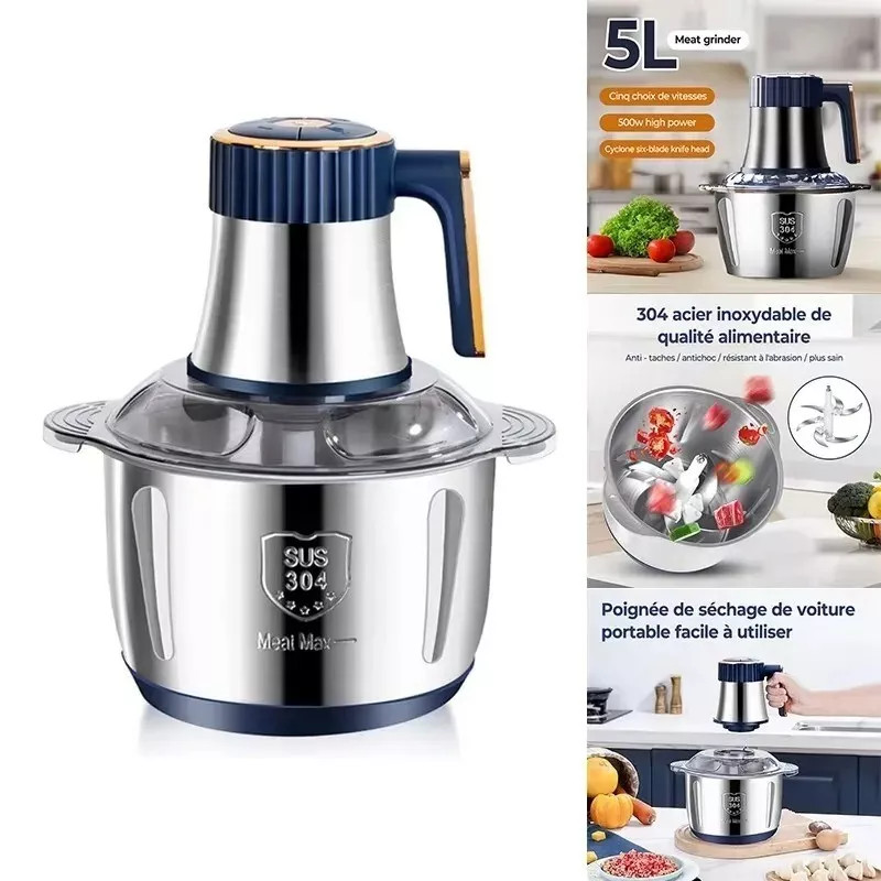 5L Electric Meat Grinder Food Processor Fruits Blender Veg Chopper Sausage Maker