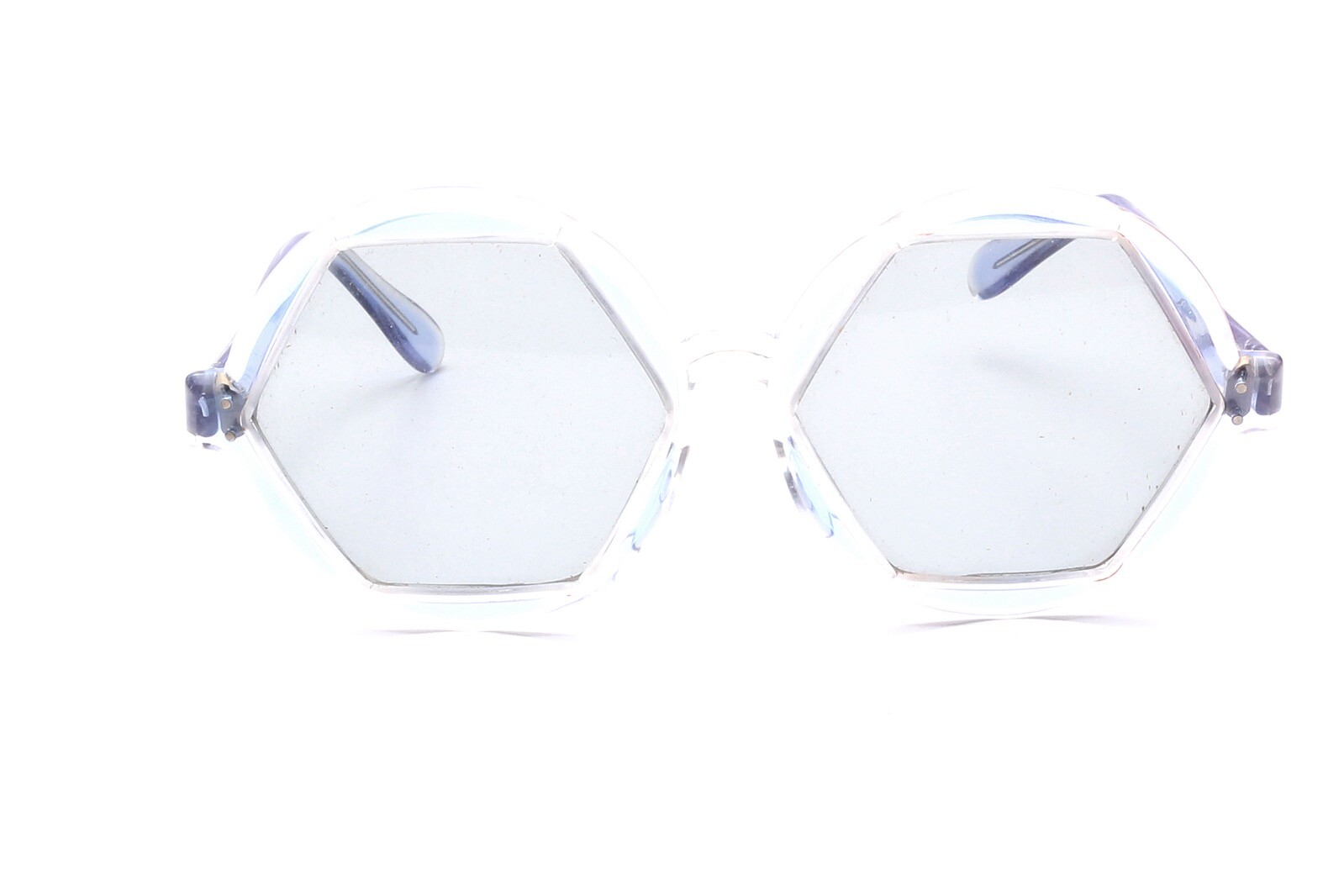 Винтажные солнцезащитные очки 6-eckig Acetat kristall blau handgefertigt, Франция, C9