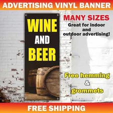WINE AND BEER advertising Banner Vinyl Mesh Sign Bar Restaurant Food Cold Drinks