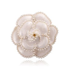 Pearl Camellia Flower Brooch Pin for Women Girls Wedding Bouquet Party Lapel ...