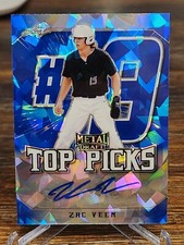 2020 Leaf Metal Draft Zac Veen Autograph Top Picks #9 Blue Crystal /15 #TP-ZV1