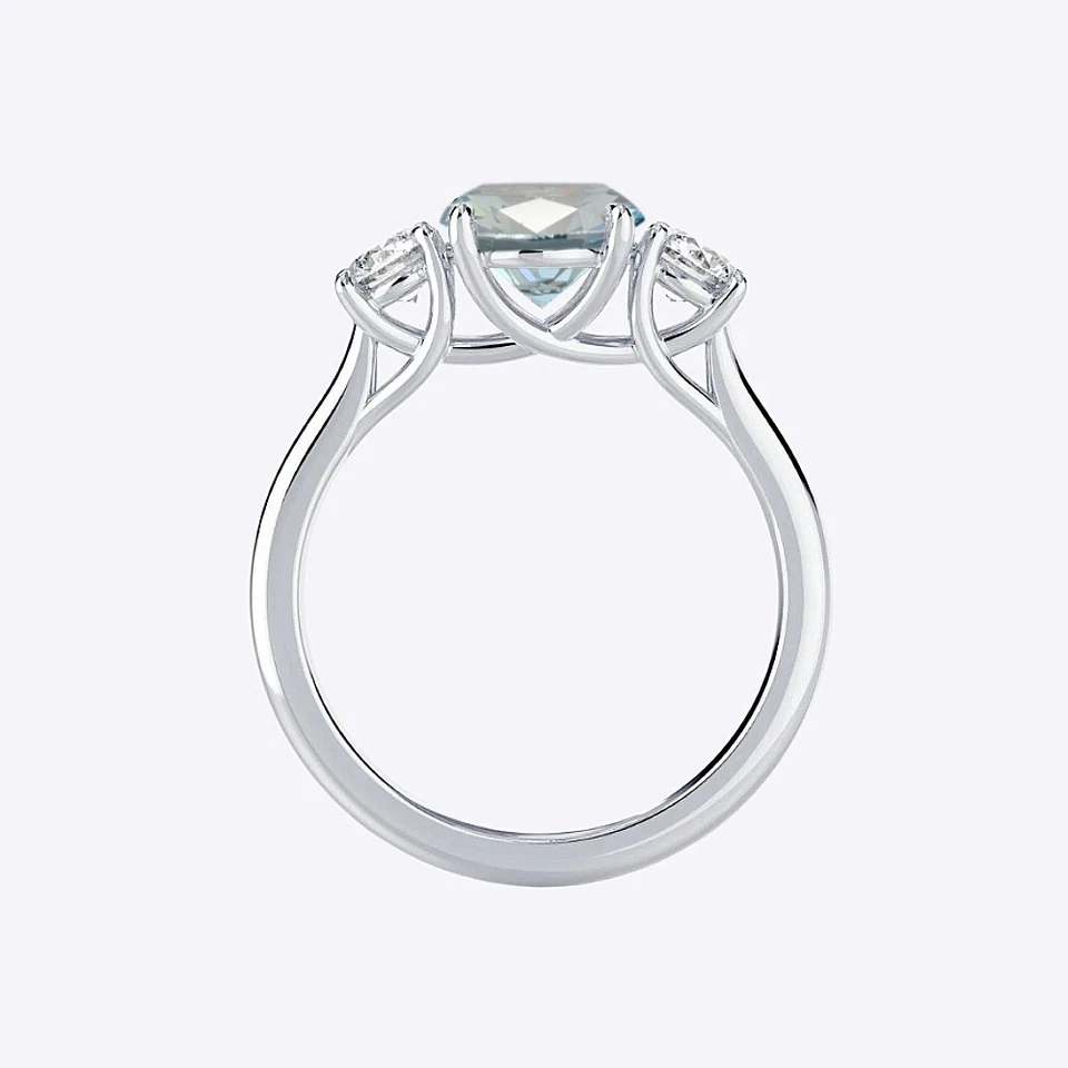 Anillo ovalado cultivado en laboratorio de 1,70 TCW con detalles AZUL VIVO Y DIAMANTES para proponer oro de 14 k Foto 2 de 4