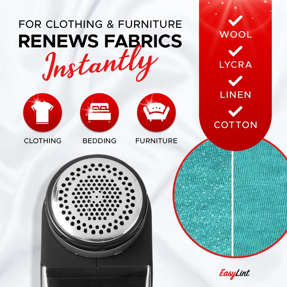 EasyLint Pro Lint Remover Fabric Shaver Fuzz Pill Bobble Defuzzer Sweater Shaver - Image 2 of 4