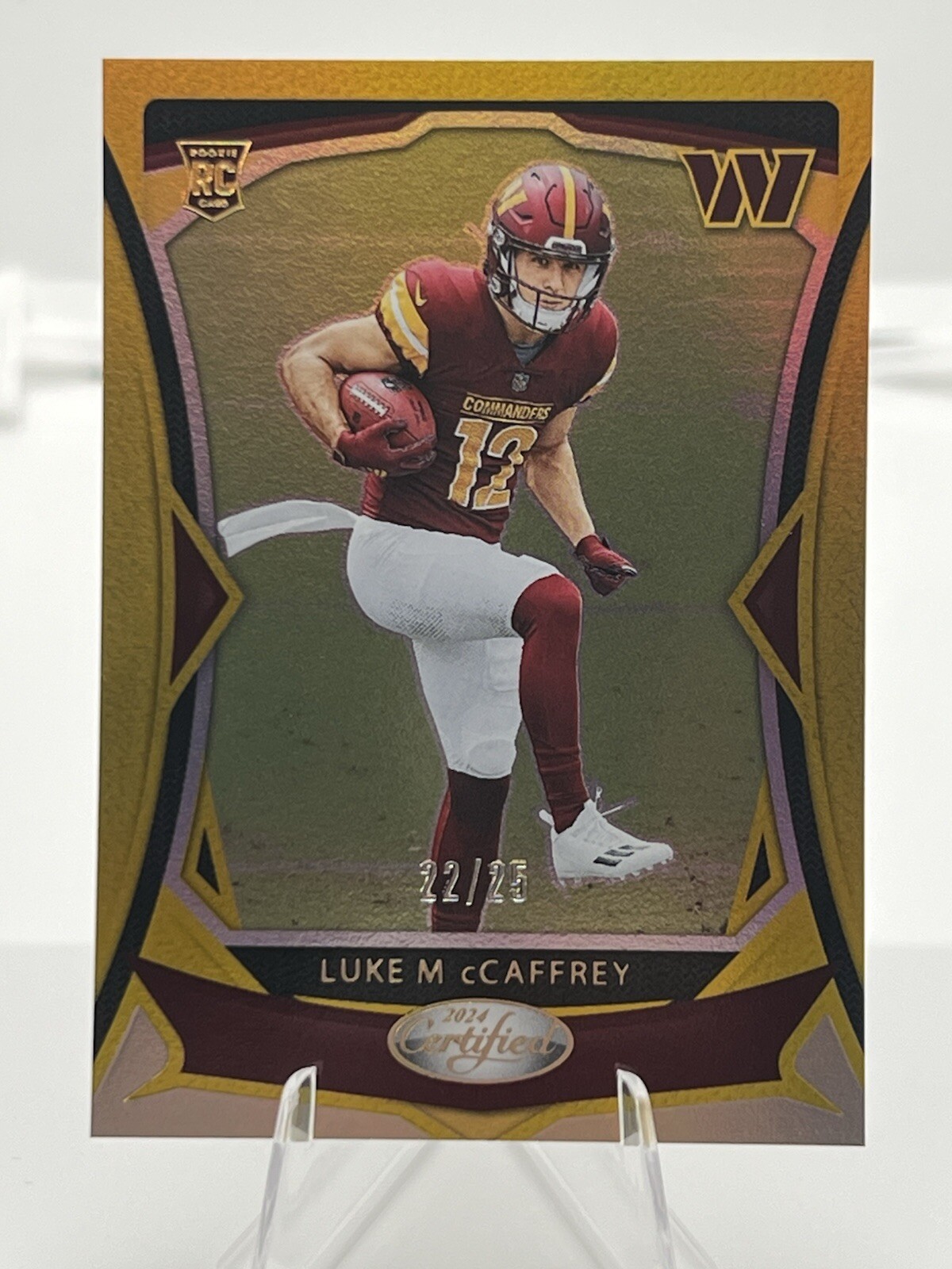 2024 Panini Certified #175 Luke McCaffrey Gold Mirror /25 💎🔥🔥