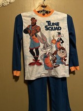 Space Jam Tune Squad Boy's sz 10/12 Medium Flannel Pajamas 2 pc Sleepwear Set