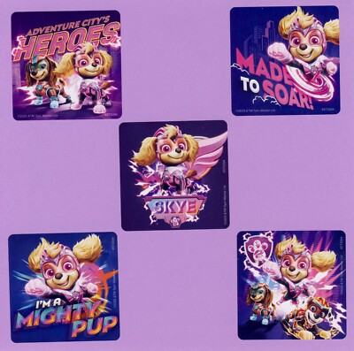 10 Paw Patrol Mighty Movie Heroes - Large Stickers - Party Favors - Skye
