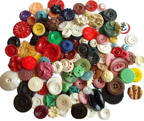 Vintage Retro Housedress Plastic Buttons Resin Casein Colts SPCs 160 Pieces