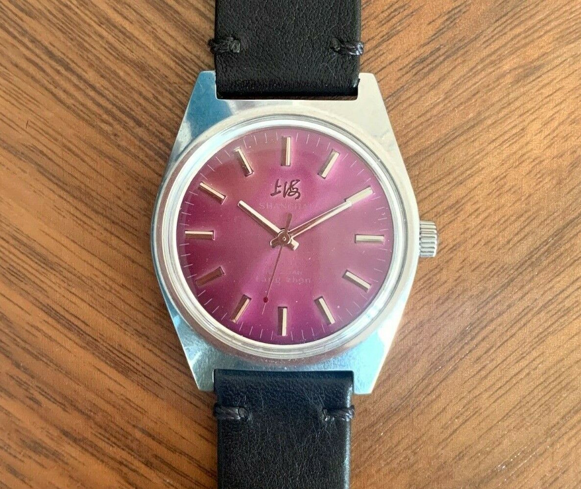 Montre mécanique Vintage Watch Chine Shanghai factory purple sunburst 7120 1970s
