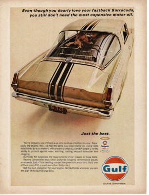 1966 Gulf Oil Plymouth Barracuda Formula S Vintage Ad 