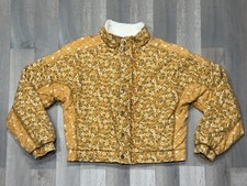 C & V Chelsea & Violet Floral Short Yellow Coat Full Zip Jacket - Women's Size S