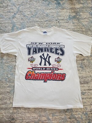 New York Yankees 1998 World Series Champions White T Shirt Vintage