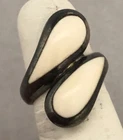 AWESOME Vintage JOACHIM PALIU SPAIN Sterling Silver Bone Inlay Bypass Ring
