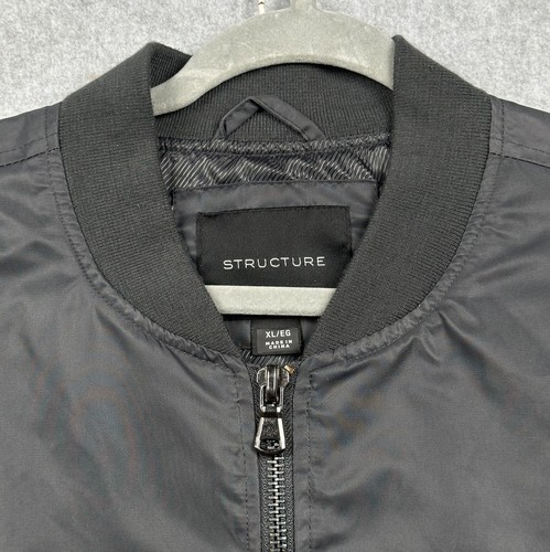 Structure Bomber Jacket Men’s XL Gray 100% Nylon Vintage Y2K Full Zip - Picture 4 of 7