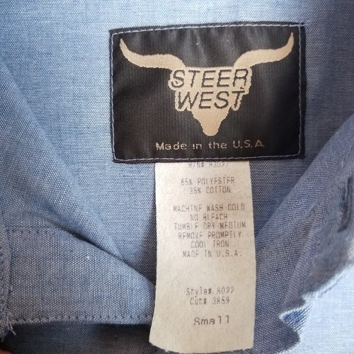 Steer West Men's Western Shirt Blue Long Sleeve Size Small - Picture 2 of 10