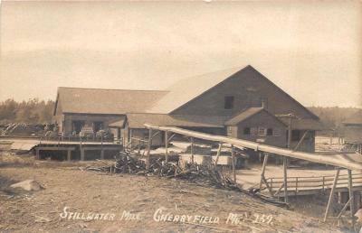 Cherryfield Me Stillwater Mill Lumber Mill Östlich Illustriert RPPC Postkarte