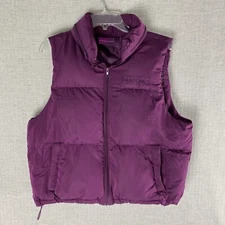 Forever 21 Pantone Vest Womens L Purple Puffer Vest Fold Out Hood Ladies Large