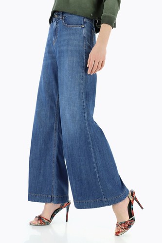 Please Jeans donna wild flare modello zampa vita alta pantapalazzo | eBay