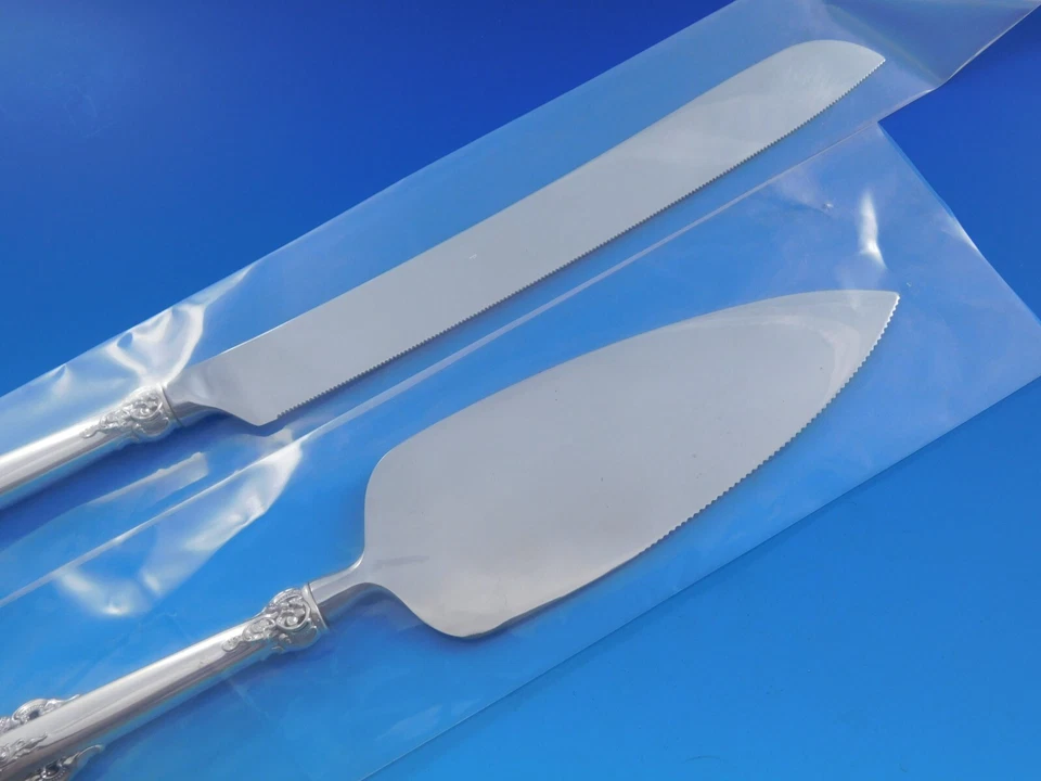 Juego de pastel de boda de plata esterlina grande barroco de Wallace 2 piezas personalizado HHWS Foto 3 de 4