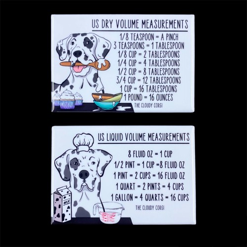 Harlequin Great Dane Dog Measuring Chart Magnet Set Kitchen Cooking Baking Guide - Picture 6 of 12