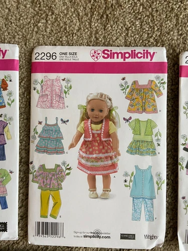 NEW Simplicity 2296 18" Girl Doll Clothes Pattern American Dress Clothing uncut