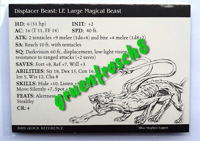  DISPLACER BEAST  41 RARE  HARBINGER 2003  D&D MINI REFERENCE GAMES CARD WIZARDS