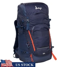 Hiking Backpack Pack 50L Hydration Compatible Padded Shoulder Straps Travel Gear