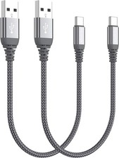 Short USB Type C Cable 2-Pack 0.5ft , USB A to USB C 3.1A Fast Charging Charger