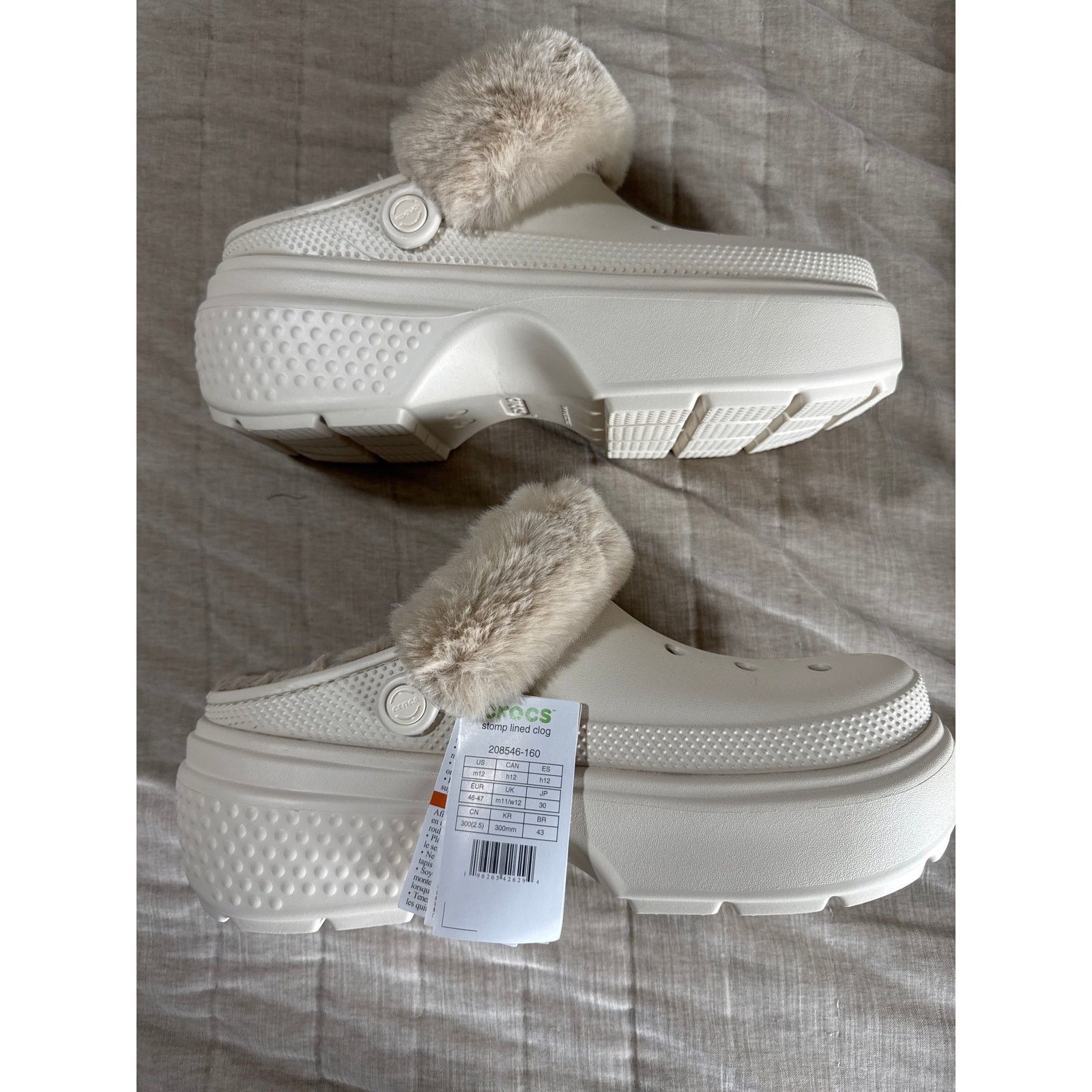 New CROCS Womens 13 STOMP LINED CLOG 208546-160 STUCCO US M 12 image 4
