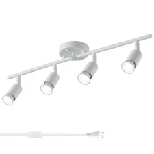 Plug in Track Light White 4 Light Plug in Ceiling Lighting Fixture with 16.4'...