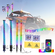 2x 1 4FT Thick LED Whip Spiral Chasing RGB Fat Whip Light For Can Am Polaris RZR