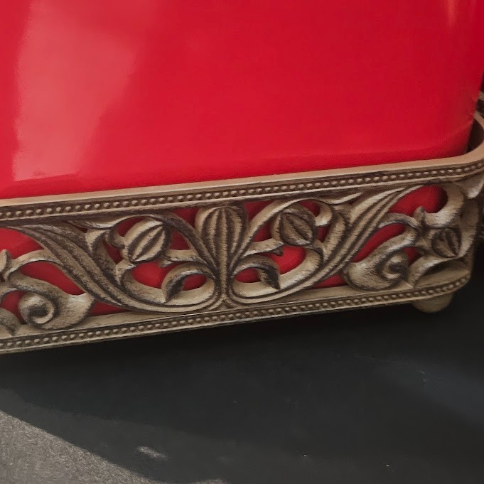 Portfolio OGG Red Ceramic Canister Set of 3 with Ornate Bronze Metal Bases & Lid