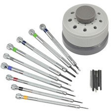 9Pack 0.8-2.0mm Watch Screwdriver Blades Rotating Stand Set Watchmaker Tool E