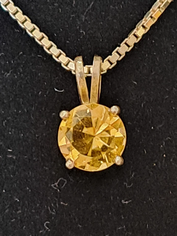 Colar pingente vintage de prata esterlina amarelo topázio - Imagem 2 de 4