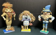 Lillian Vernon BRN Wizard of Oz Nutcrackers Scarecrow, Lion and Dorothy VTG 11”