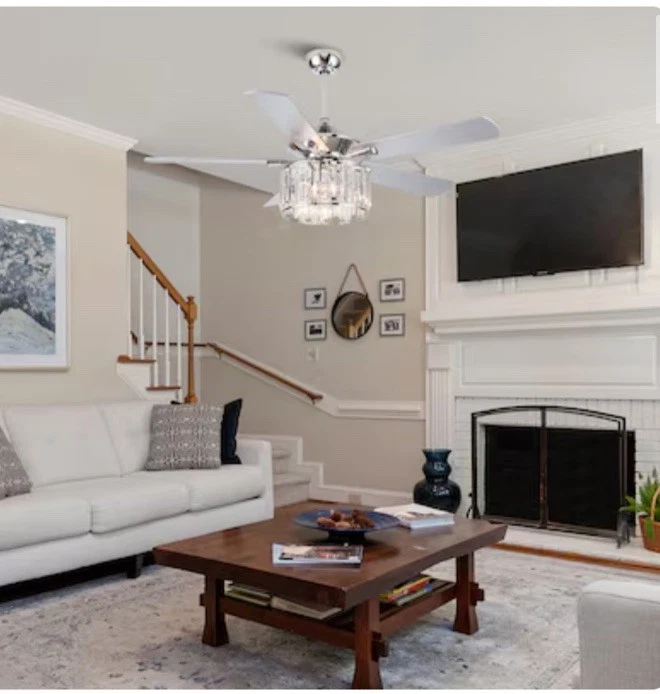 Parrot Uncle F6305Q110V-PU 52 Inch Crystal Ceiling Fan, Chrome 6305 - New York - Image 3 of 4