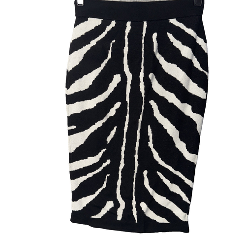 Neu mit Etikett XS Bar 3 III Zebra Pullover Stretch gerade Bleistiftrock schwarz weiß - Bild 1 von 7